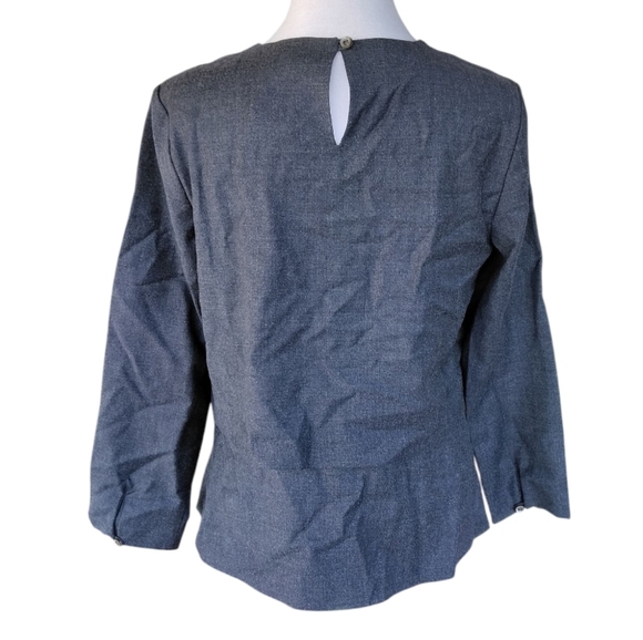 J. Crew Gray Layered Peplum Style Lace Detail Blouse Size 6 NWT - Picture 4 of 7